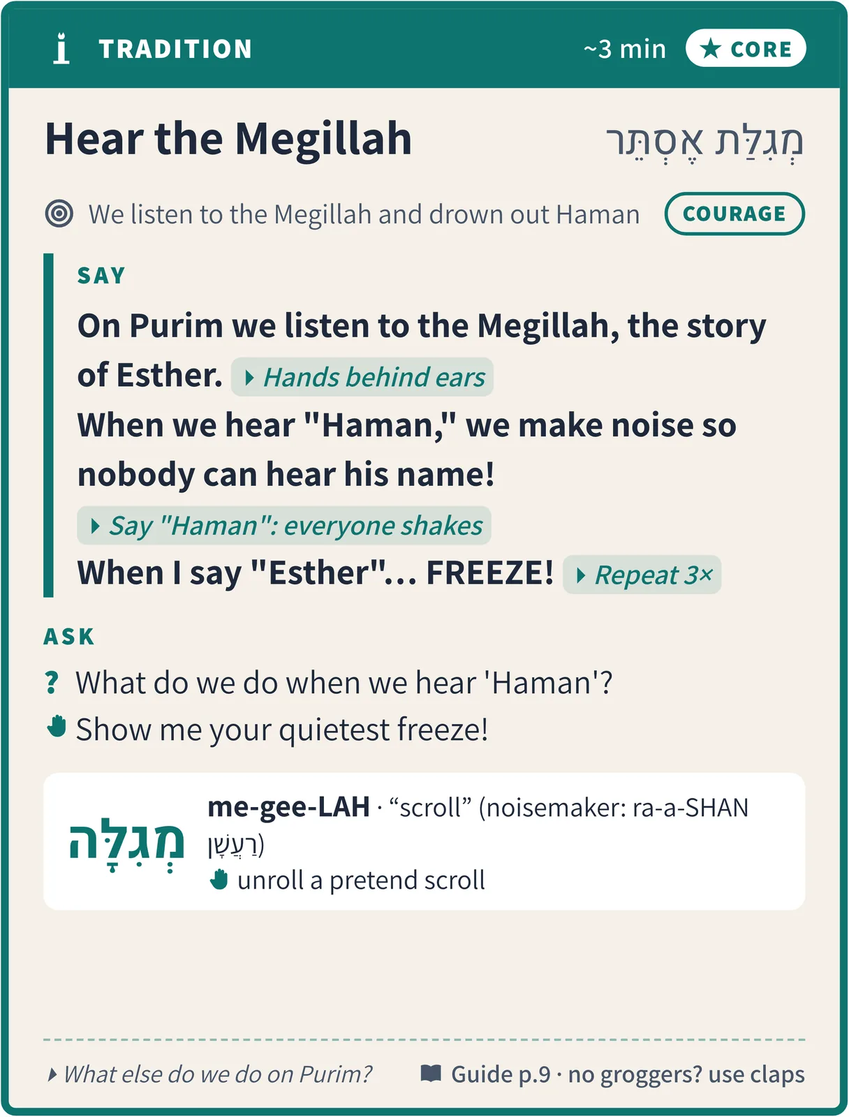 Hear the Megillah, teacher side