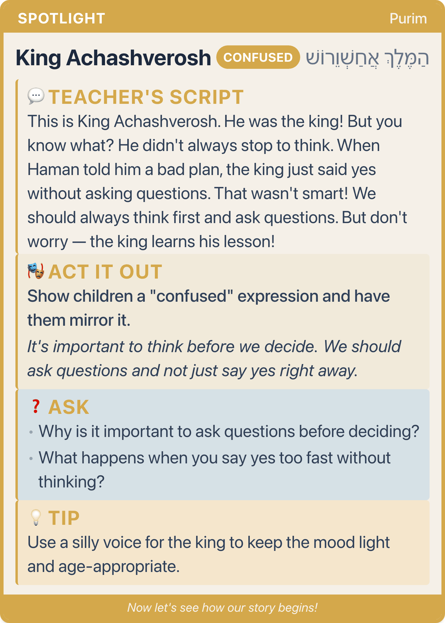 King Achashverosh β teacher content