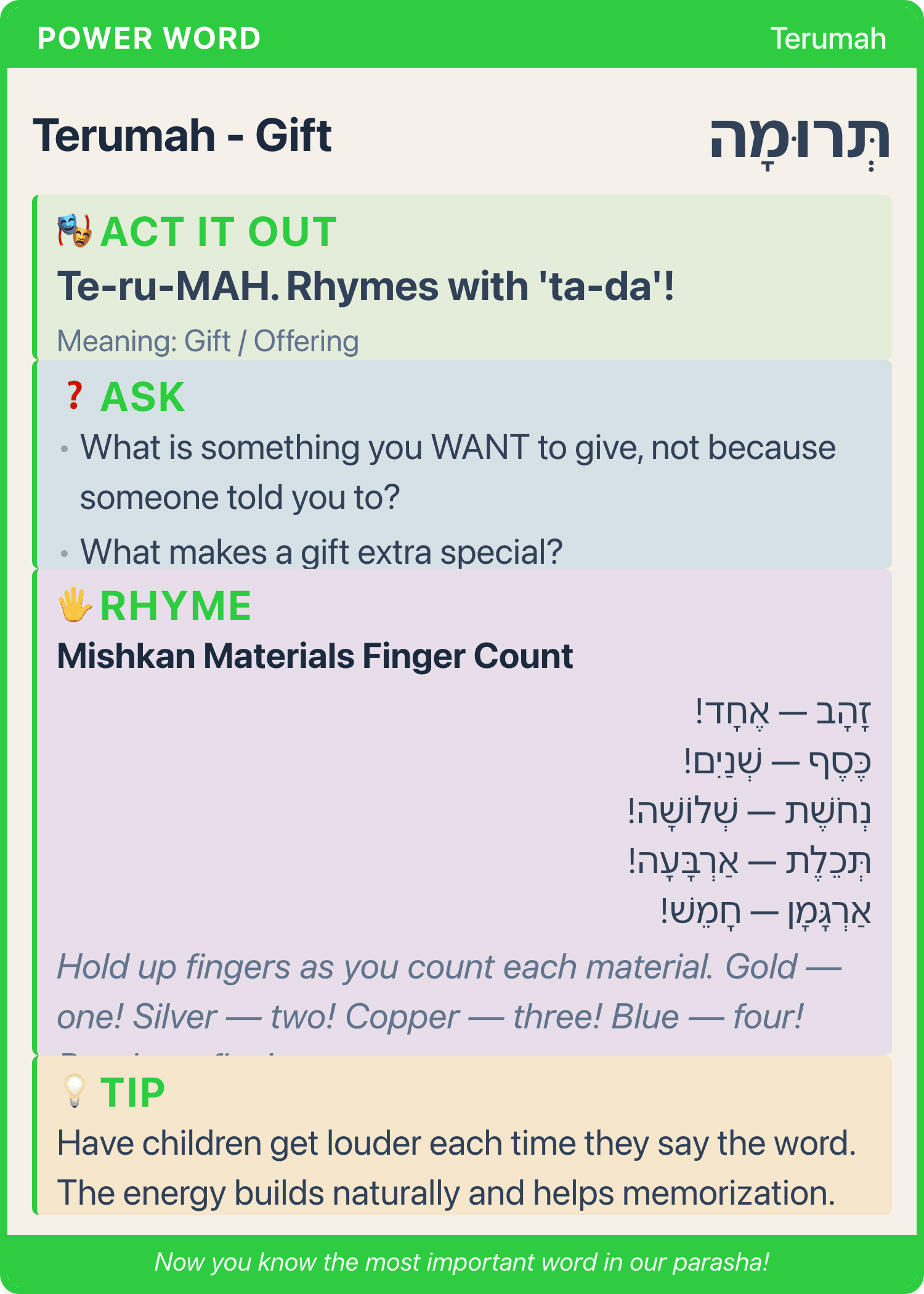Terumah - Gift β teacher content
