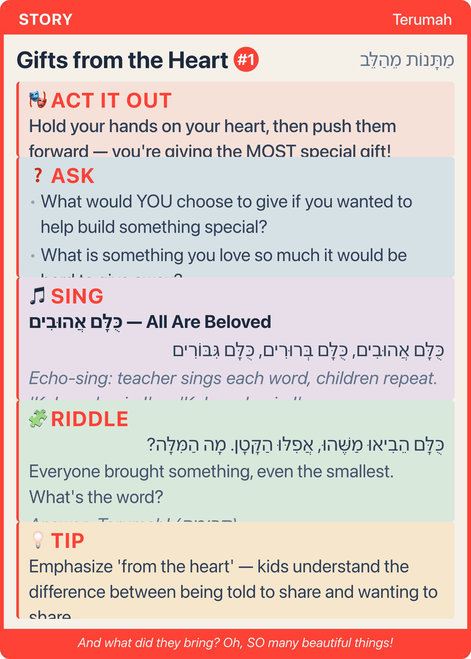 Gifts from the Heart β teacher content